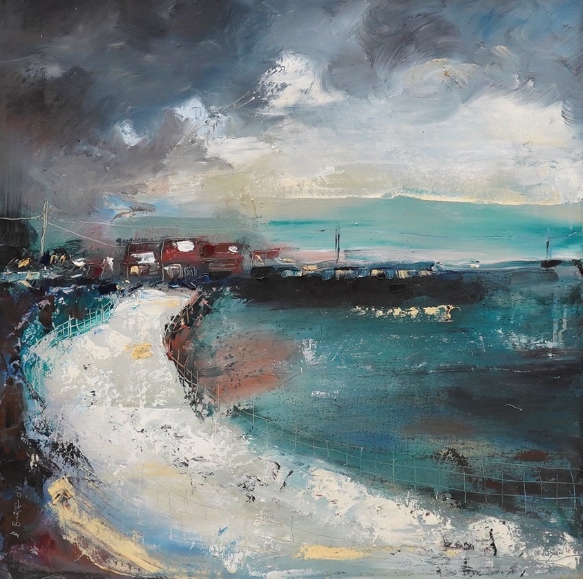 D. Burke, contemporary oil on canvas, Abstract landscape, signed and dated '08, 59 x 59cm. Condition - good, canvas sagging slightly